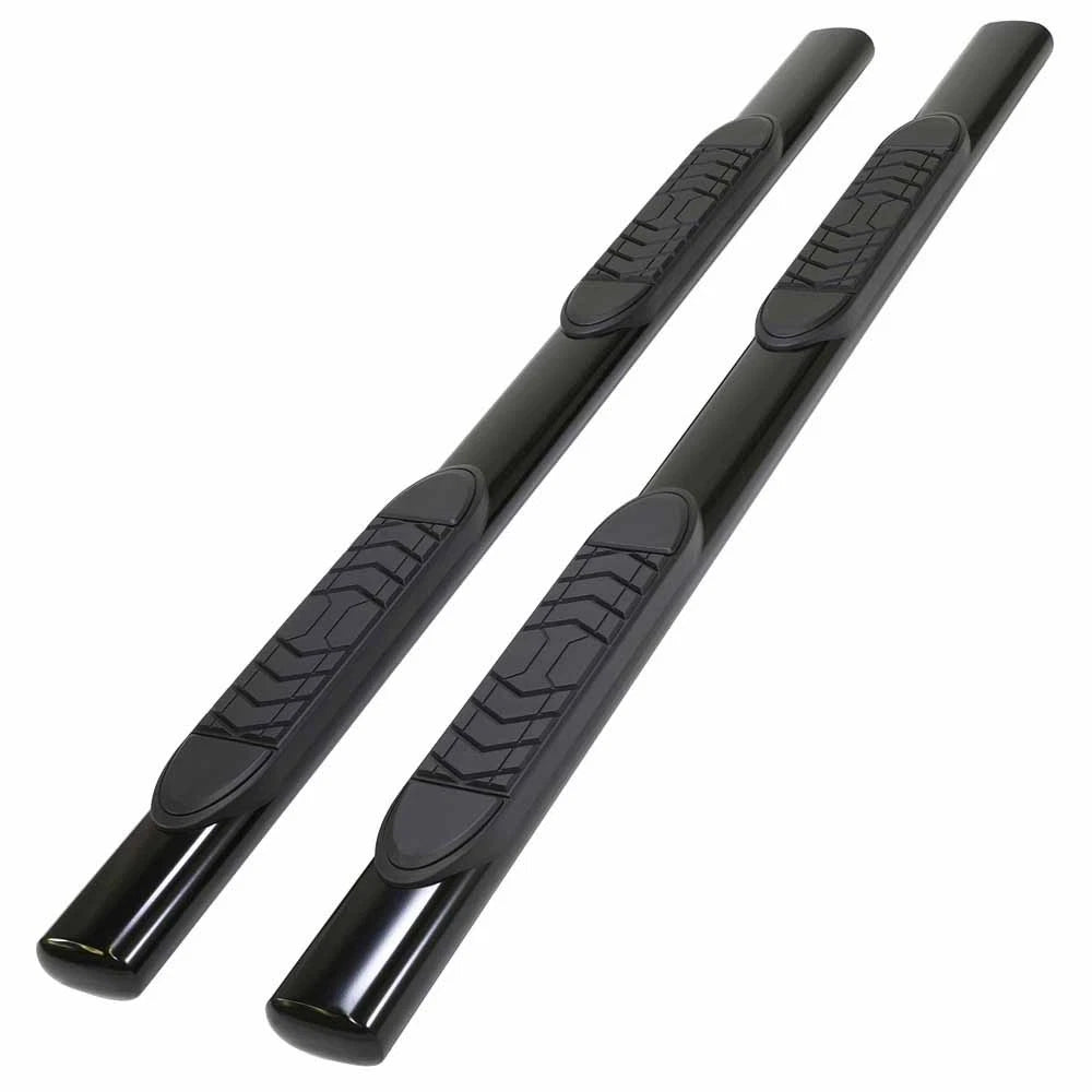 Black 5in Oval Strght w/Pads Step Nerf Bar for 19-20 Silverado/Sierra 1500 Crew