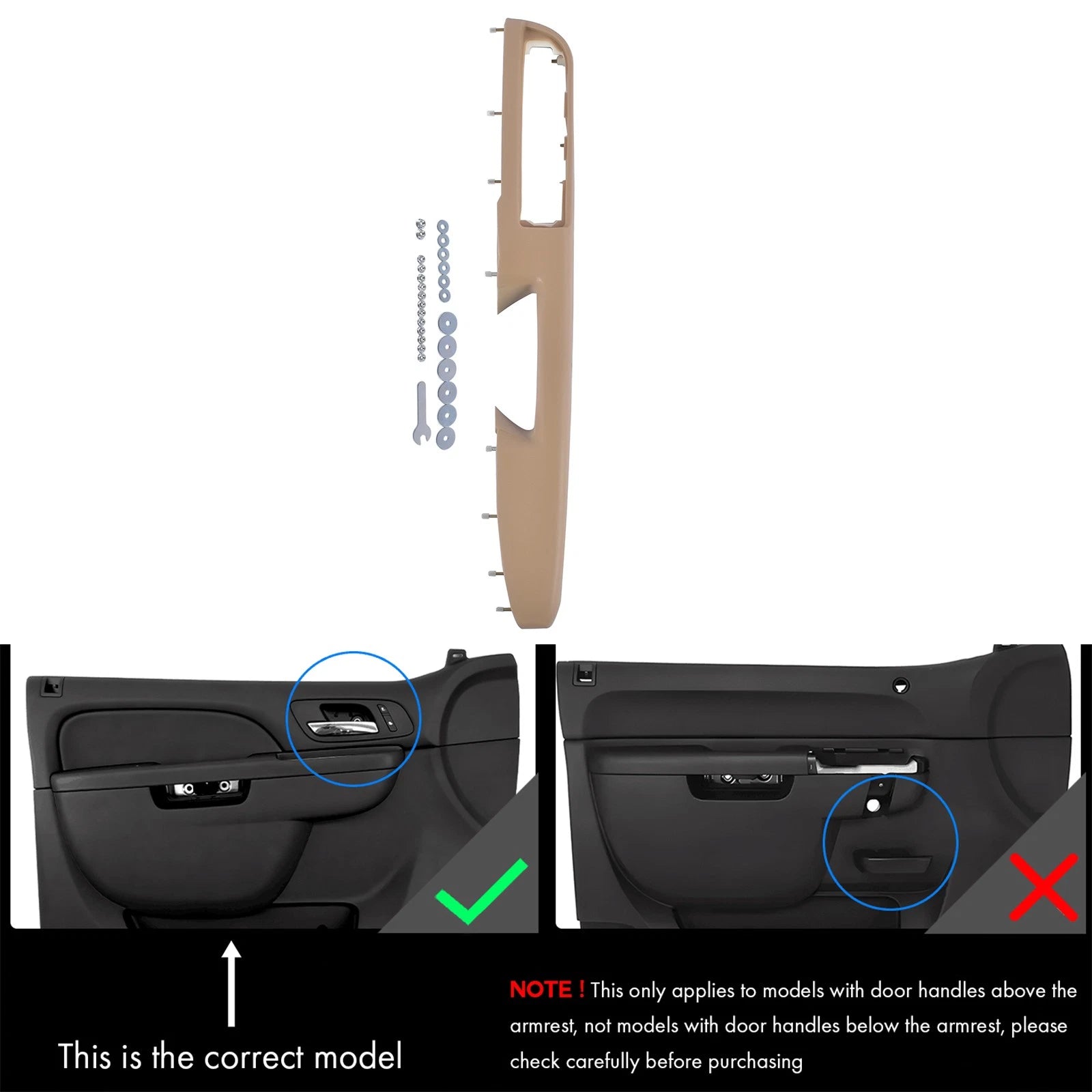 Driver Left Door Panel Handle Armrest for Tahoe Silverado (2007–2014)