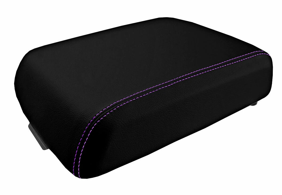 Leather Console Lid Bucket Seat Cover for Ford F250 (1999–2010) Purple Stitch