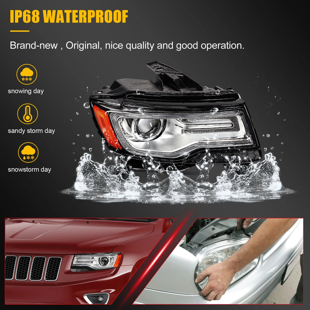Pair LED Headlights for Jeep Grand Cherokee (2014–2016)