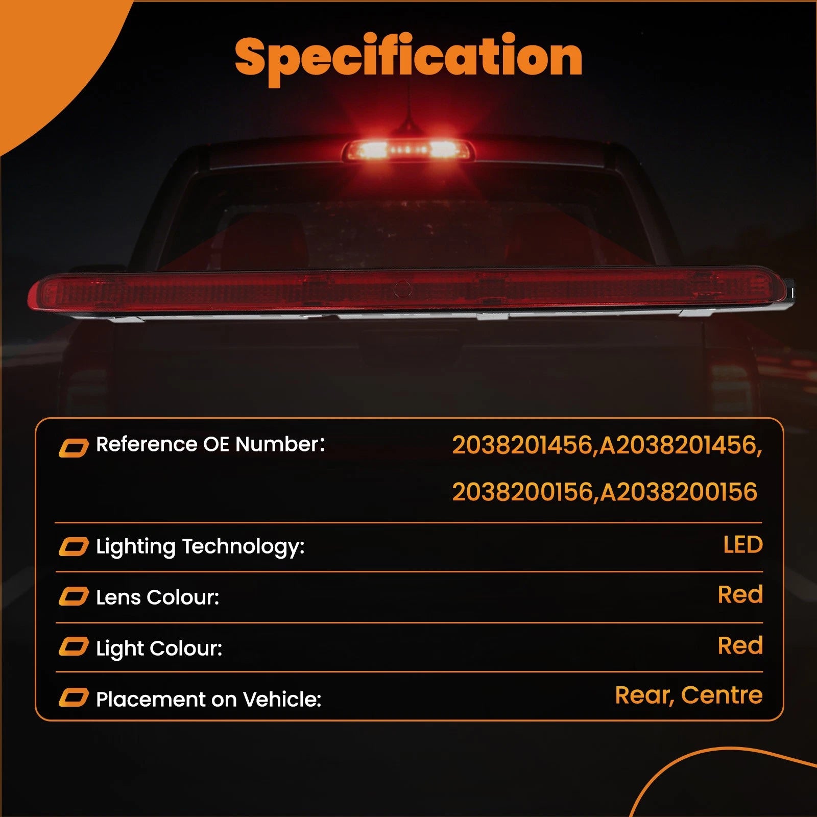 3rd Brake Stop Light for Mercedes-Benz C-Class W203 (2001–2007) LED
