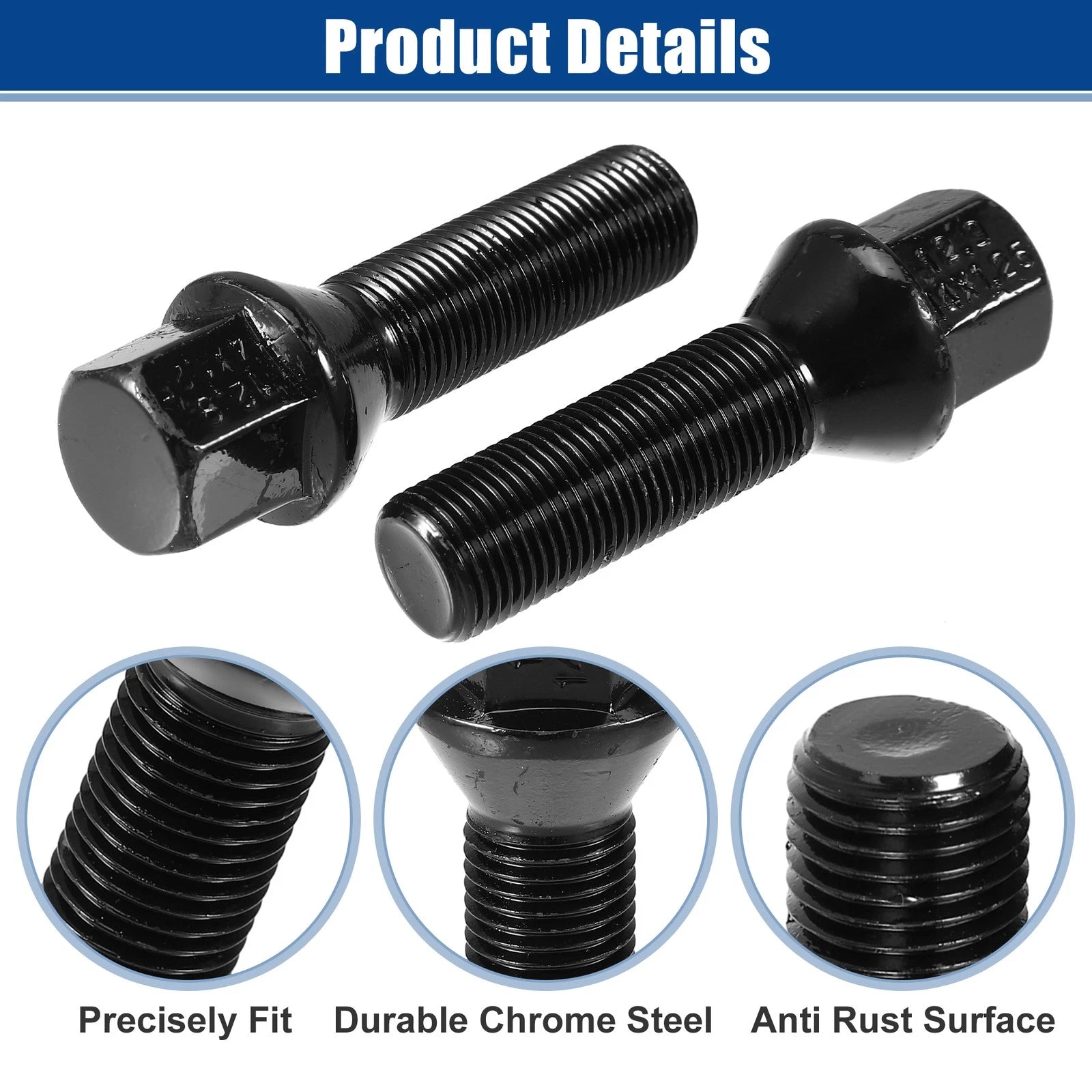 20pcs M14x1.25 Extended Wheel Lug Bolt Conical Seat 40mm for BMW 