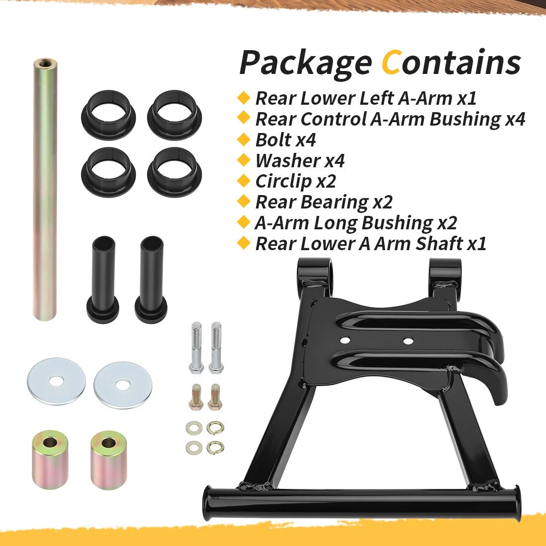 Rear Lower Left A-Arm Bushing Kit for Polaris Sportsman 400 450 500 600 700 800 (2000–2023)