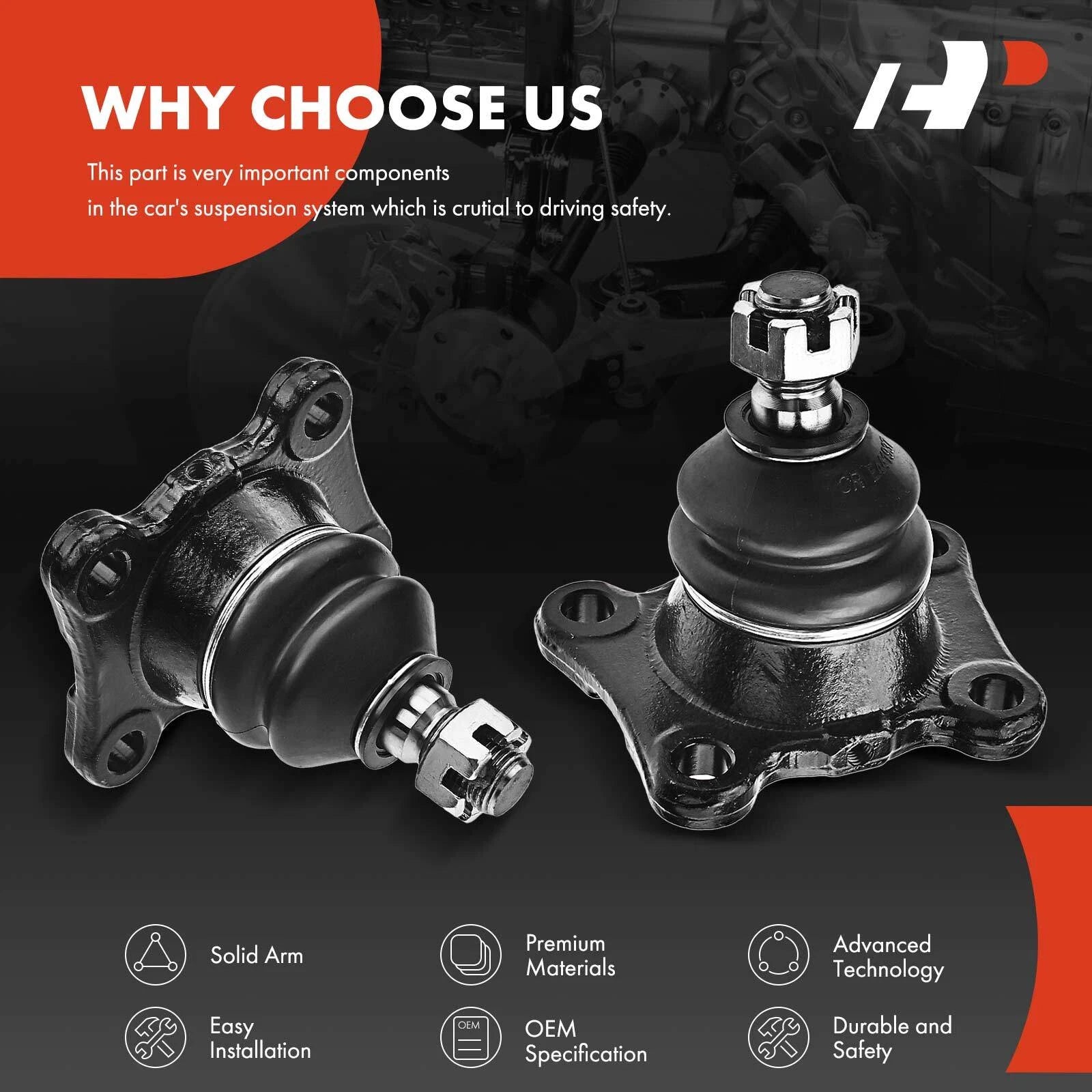 2x Front Lower Side Ball Joint for Toyota 4Runner (1986-1989)