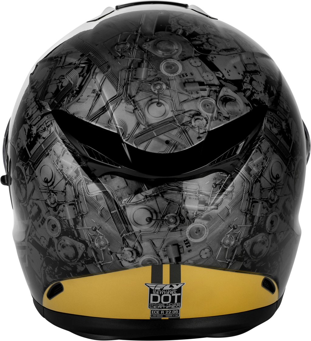 Fly Racing Sentinel Mech Full-Face Helmet for Street (Large, Black/Grey/Gold)
