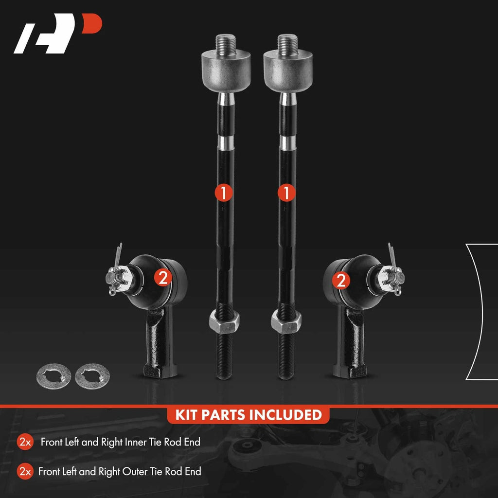 Set of 4 Steering Tie Rod Ends for Mitsubishi Diamante