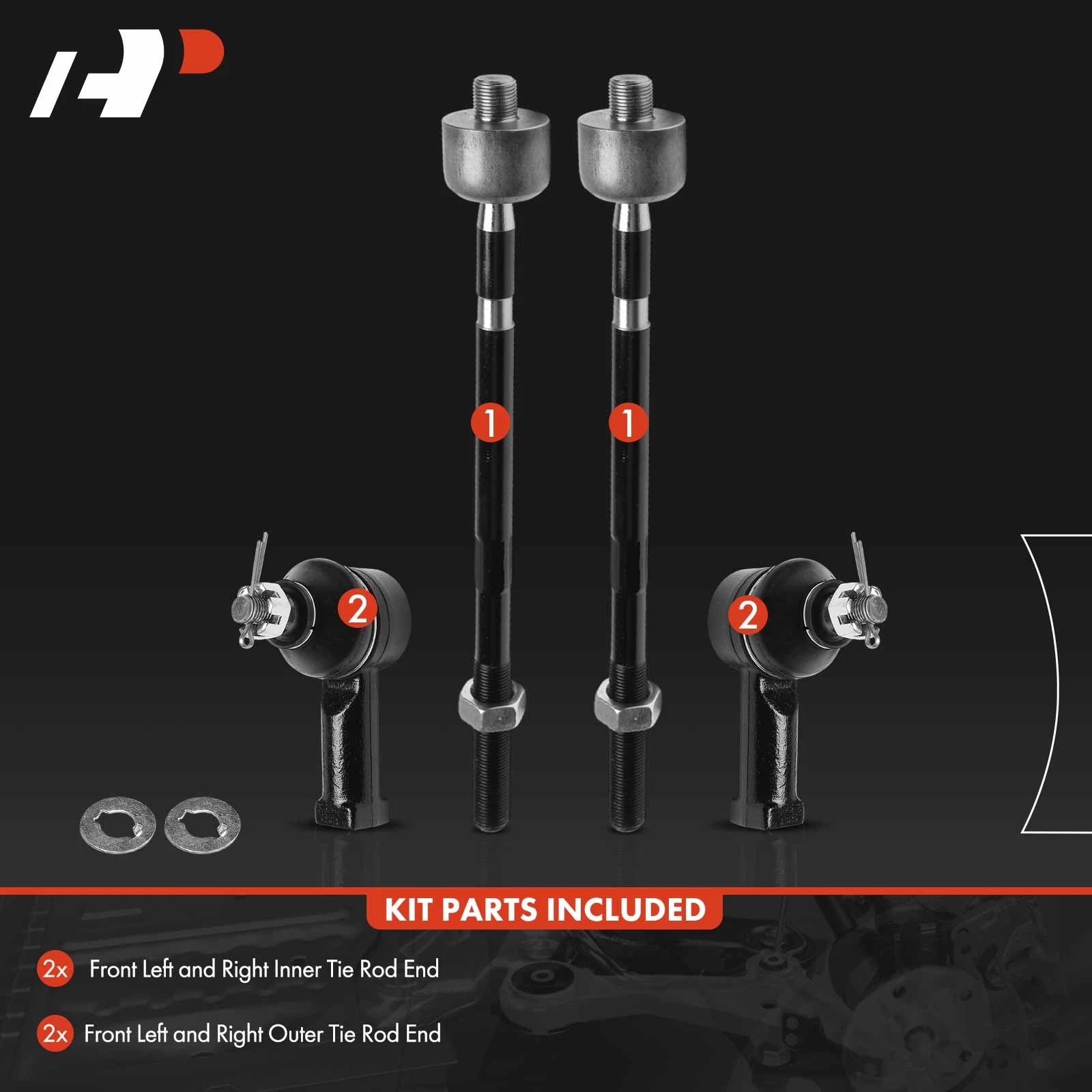 Set of 4 Steering Tie Rod Ends for Mitsubishi Diamante