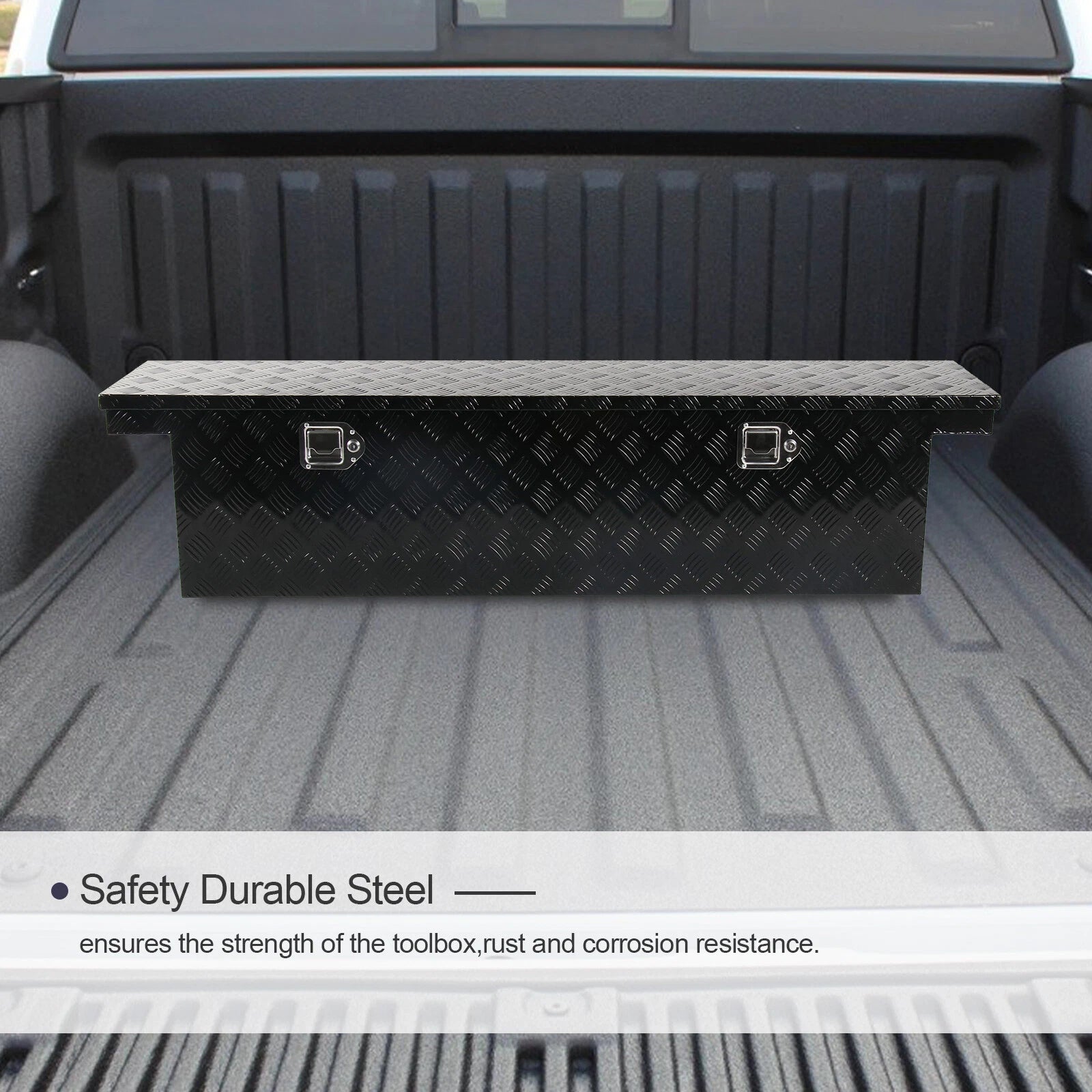 Aluminium Tool Box for Pickup Truck (60"x12"x14") - Black, Lock & Key