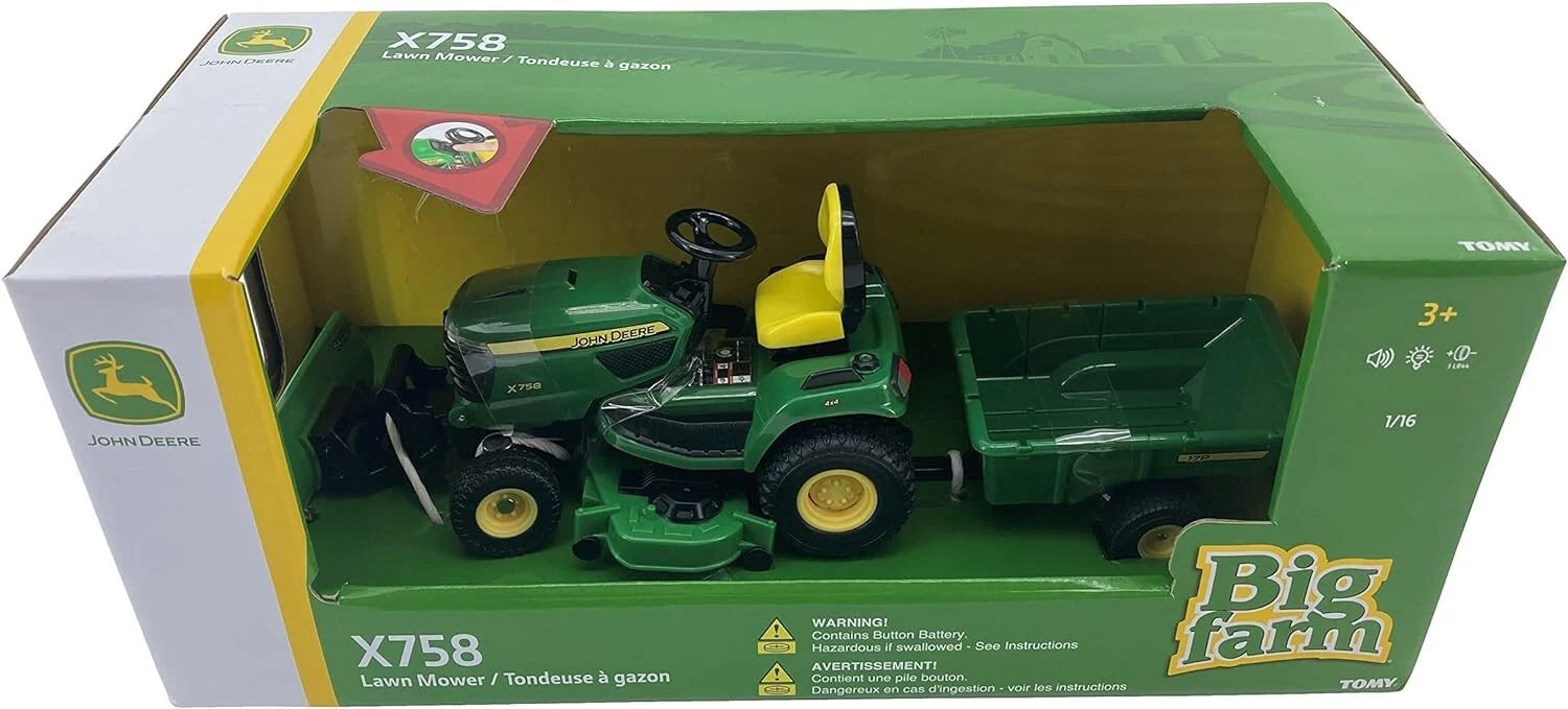 1/16 Big Farm Lawn Mower with Blade and Cart for John Deere X758 (2016–2023)