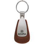 Brown Leather Teardrop Keychain - Officially Licensed for Acura