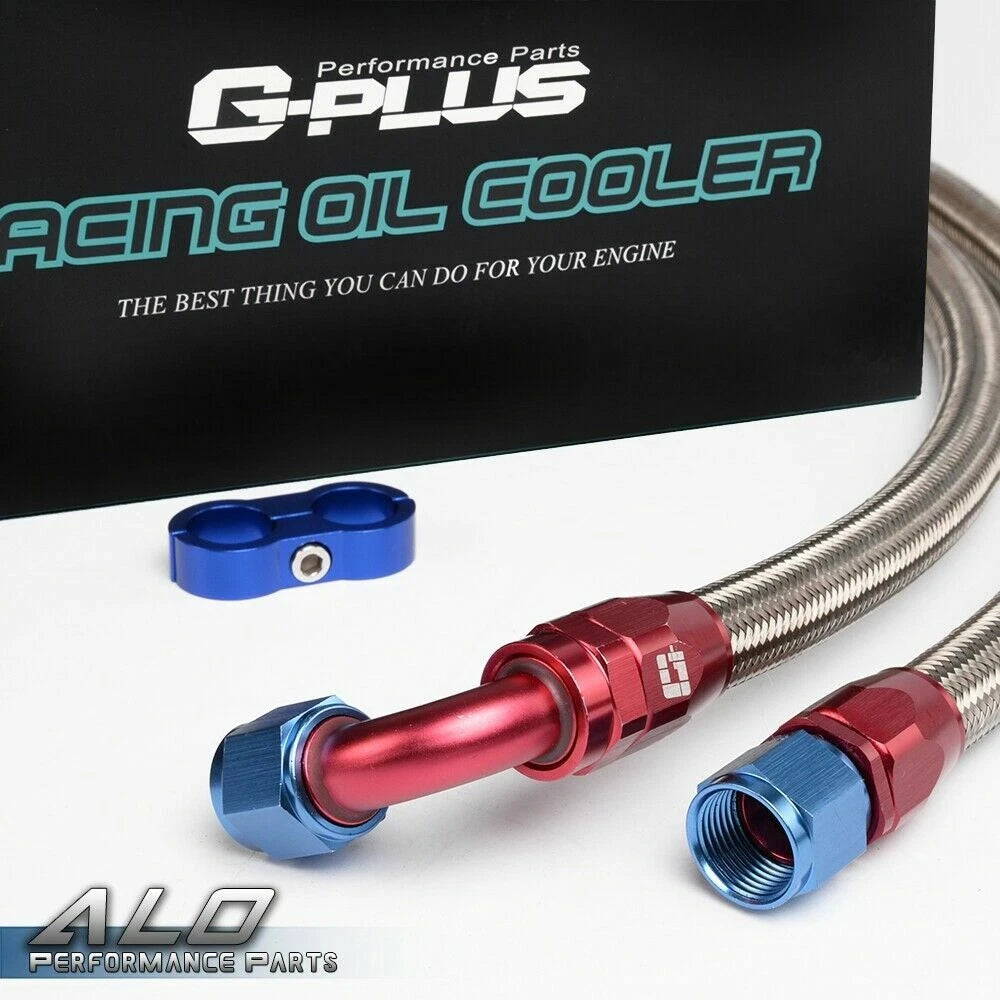 25 Row AN-10 Aluminum Engine Oil Cooler with Filter Adapter Hose Kit