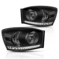 LED DRL Strip Headlight for Dodge Ram Truck (2006–2009) Smoked Housing