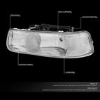 Chrome Crystal Headlight + Corner + Red 3D LED Tail Light for Silverado (1999–2002)
