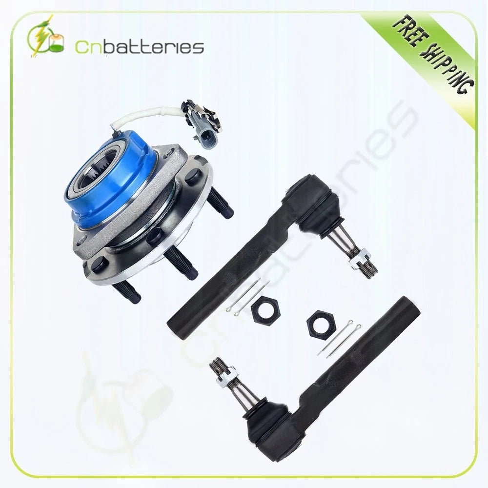 Front Wheel Hub Bearing Assembly w/ ABS & 2 Outer Tie Rods for Pontiac Chevy Buick