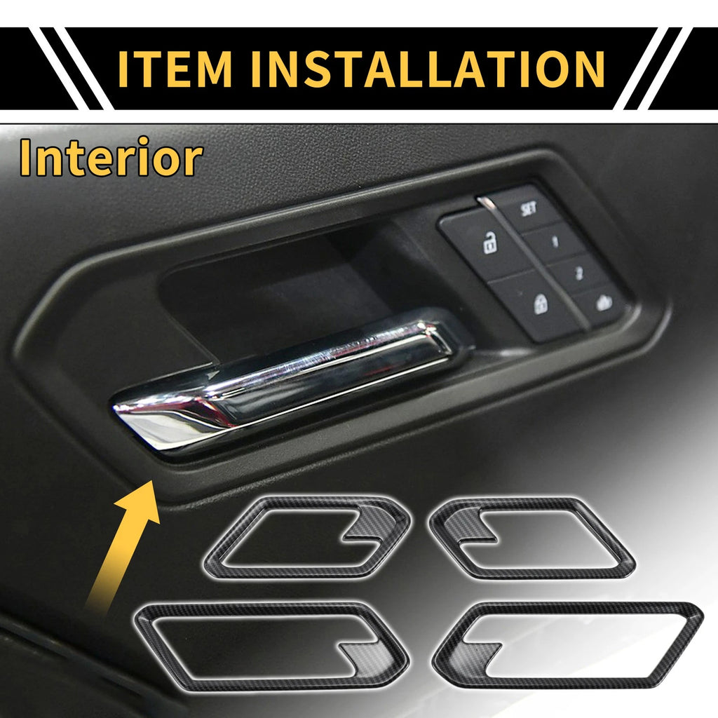 Interior Door Handle Bezel Cover for Chevy Colorado (2023–2024) Carbon Fiber