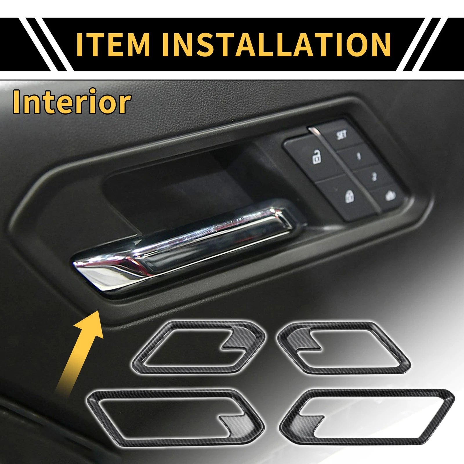 Interior Door Handle Bezel Cover for Chevy Colorado (2023–2024) Carbon Fiber