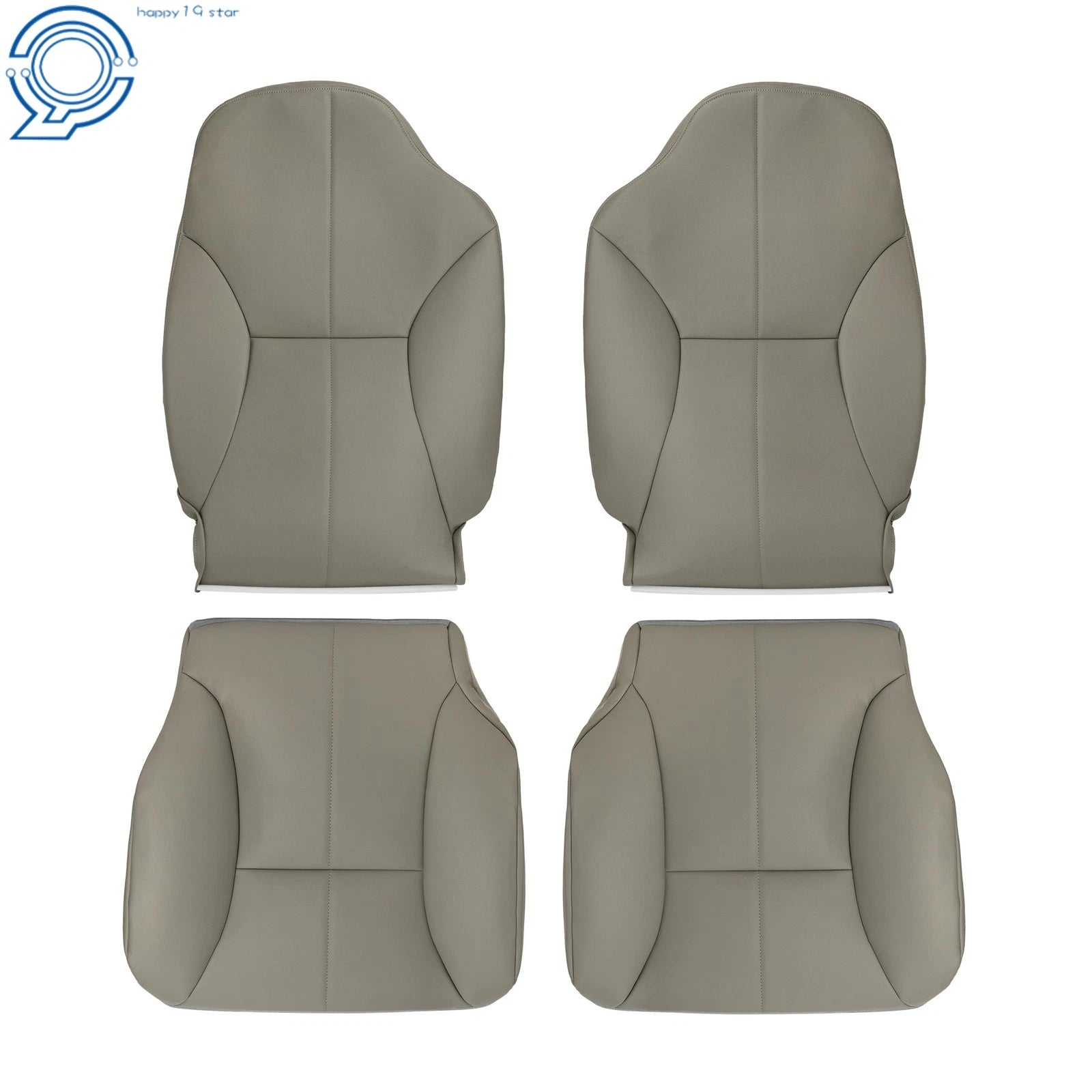 Set of 2 Front Row Seat Covers for Dodge Ram 1500 2500 3500 (1998–2002) Gray Leather