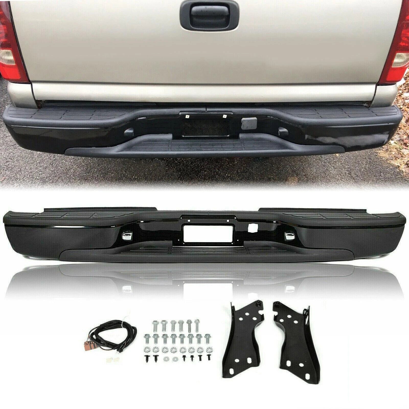 Complete Rear Step Bumper for Chevy Silverado GMC Sierra 1500 2500 (1999-2007)