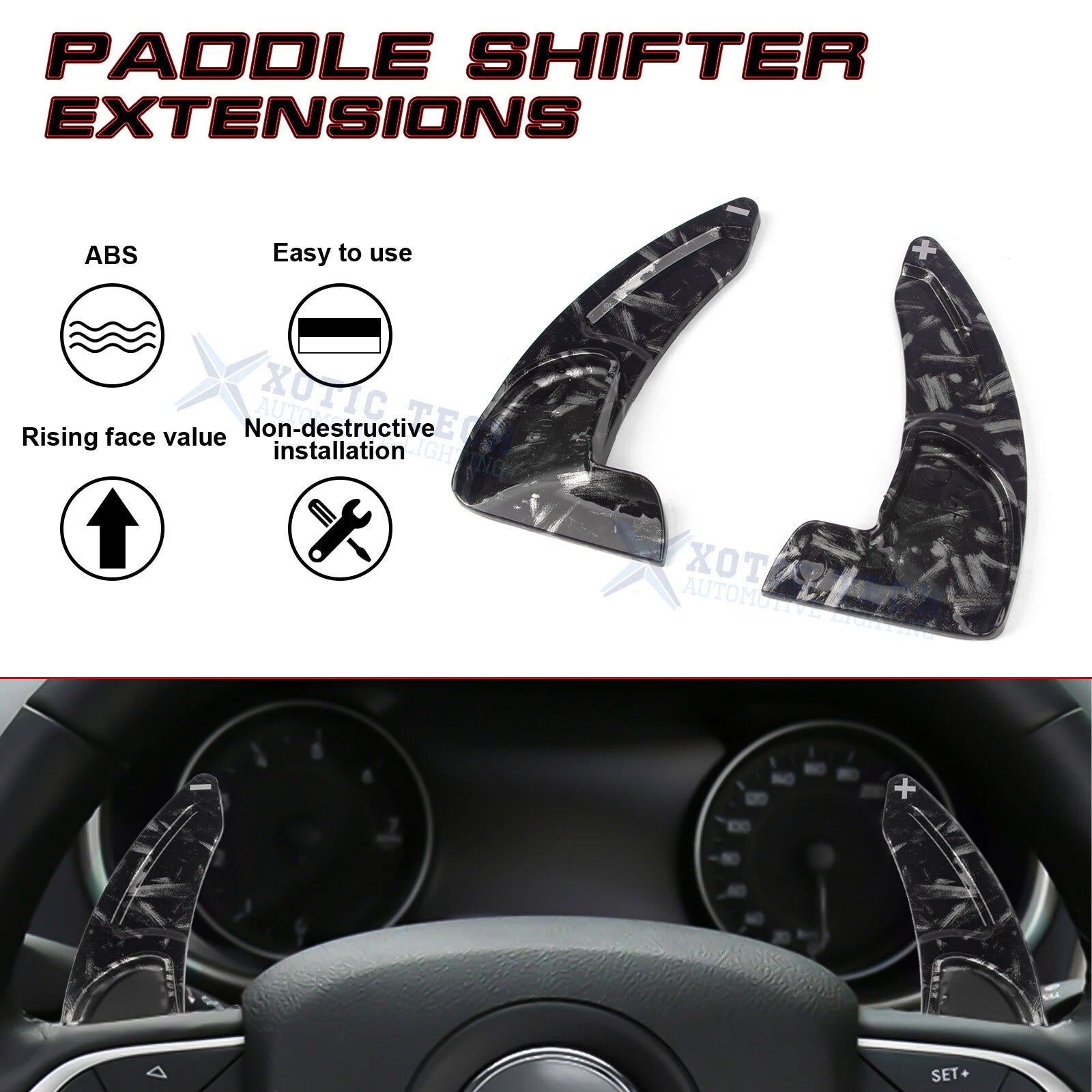 Black Forged Paddle Shifter Extension for Dodge Charger Challenger 300 (2011-2019)