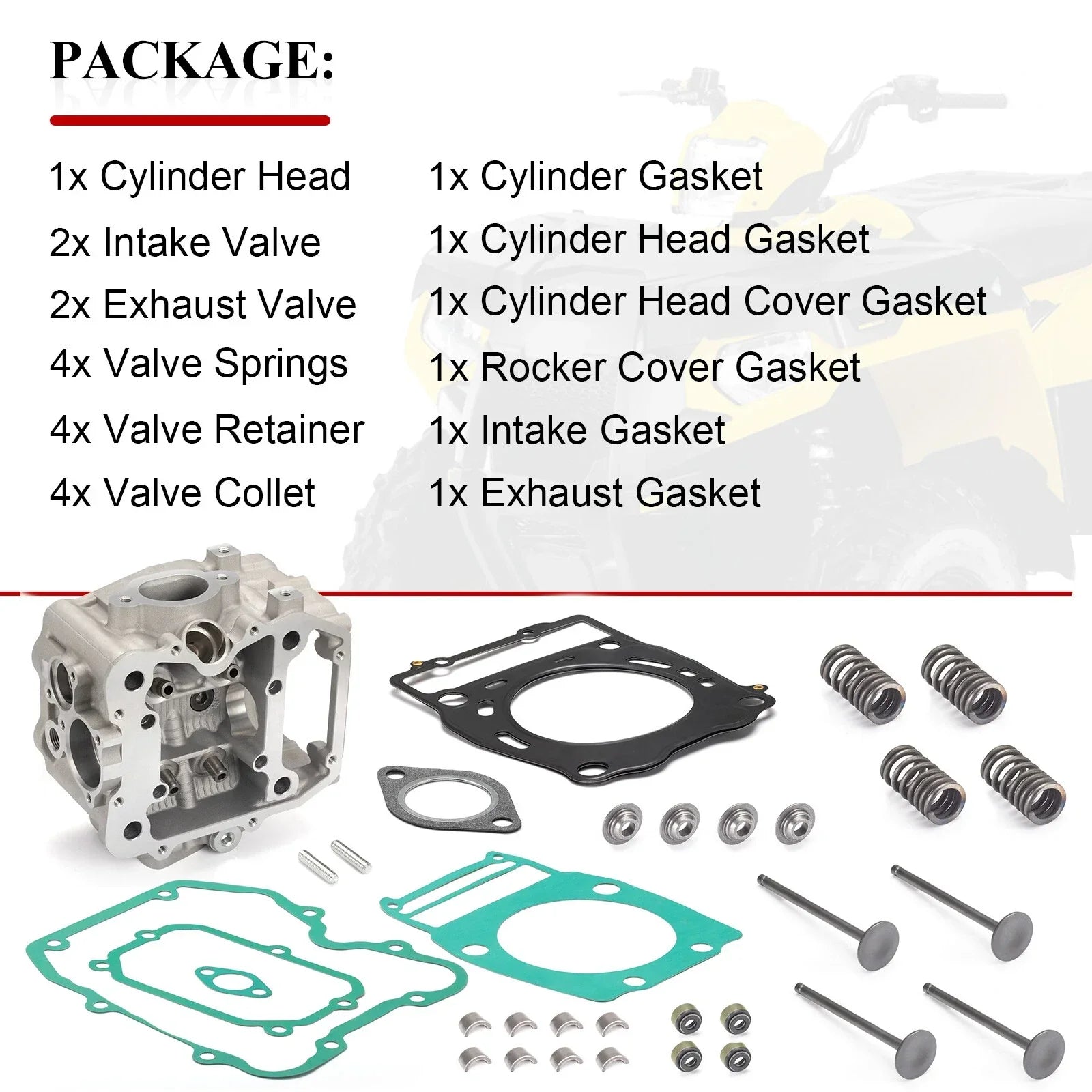 Engine Cylinder Head & Valve Kit for Polaris Sportsman 400/450/500 (2000–2011)