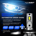 2X H11 H9 H8 LED Headlight Bulbs 25000LM 6500K Double Beam for Vehicles