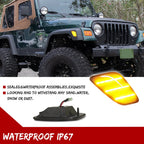 2X Smoked Amber LED Front Fender Side Marker Lights for Jeep Wrangler (1997–2006)