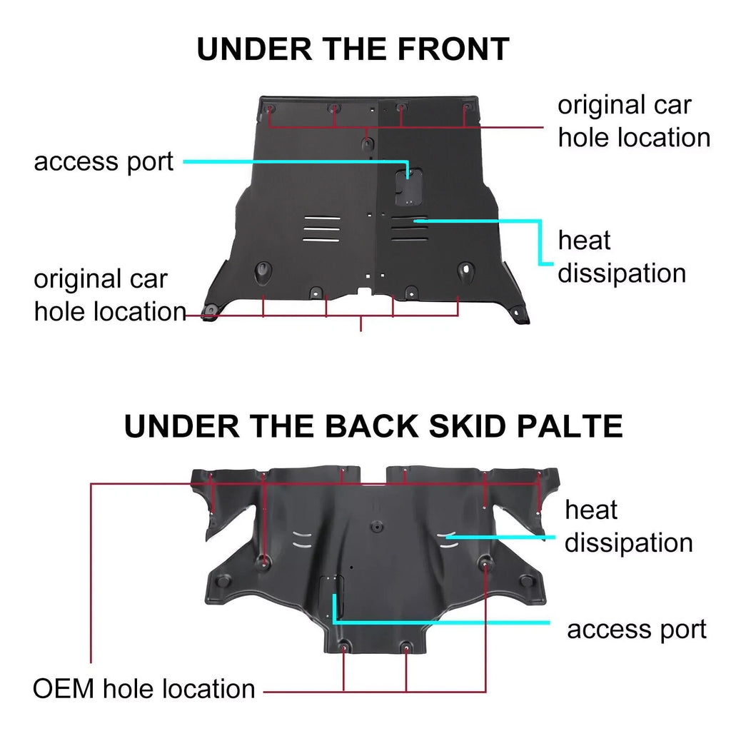 2X Front + Rear Skid Plates for Tesla Model 3 & Y (2017–2024)