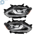 Headlight Set for Nissan Rogue (2014–2016) Right + Left Chrome LED Clear Lens