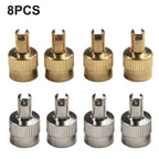 8 Piece Car Valve Key and Cap Bundle for