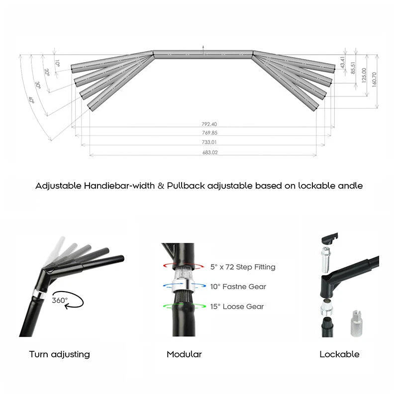 Adjustable 16" Handlebar for Harley Sportster XL, Dyna, FLST (Fits 1-1/4")