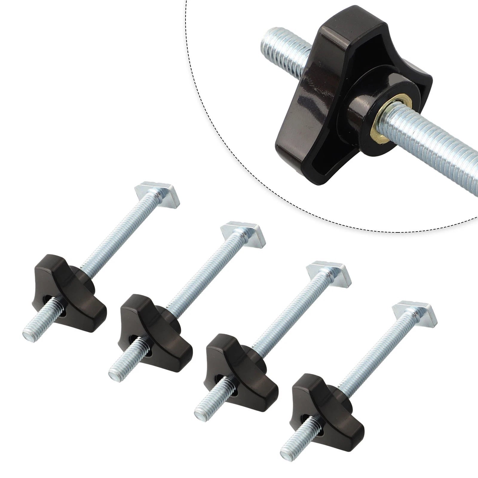 Set of 4 M8 T Track Bolts and Knobs for Woodworking Jigs
