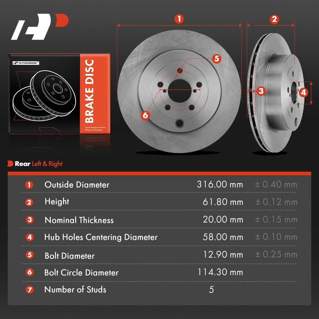 Rear Disc Brake Rotors for Subaru BRZ & Toyota 86 (2017–2020)