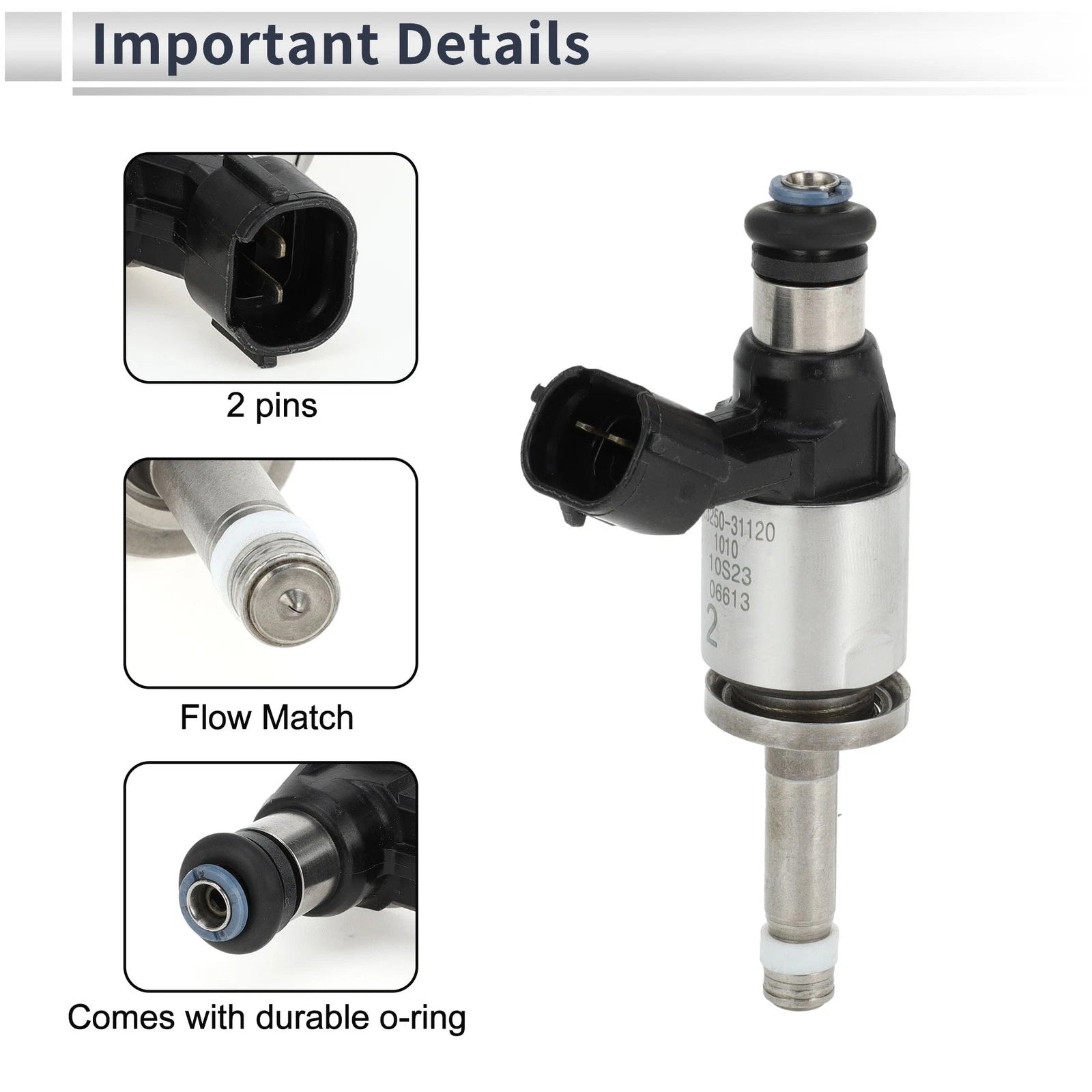 Fuel Injector for Lexus IS300H (2014–2015) 2ARFSE 1Pc Black Silver Tone