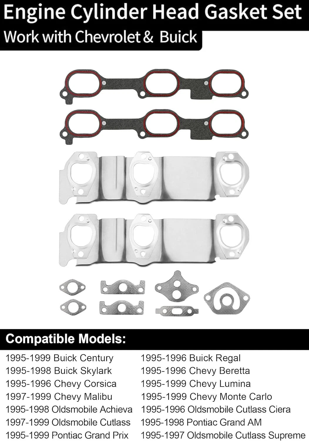 Head Gasket Set for Chevy Malibu, Buick Century, Oldsmobile, Pontiac 3.1L (1995–1999)