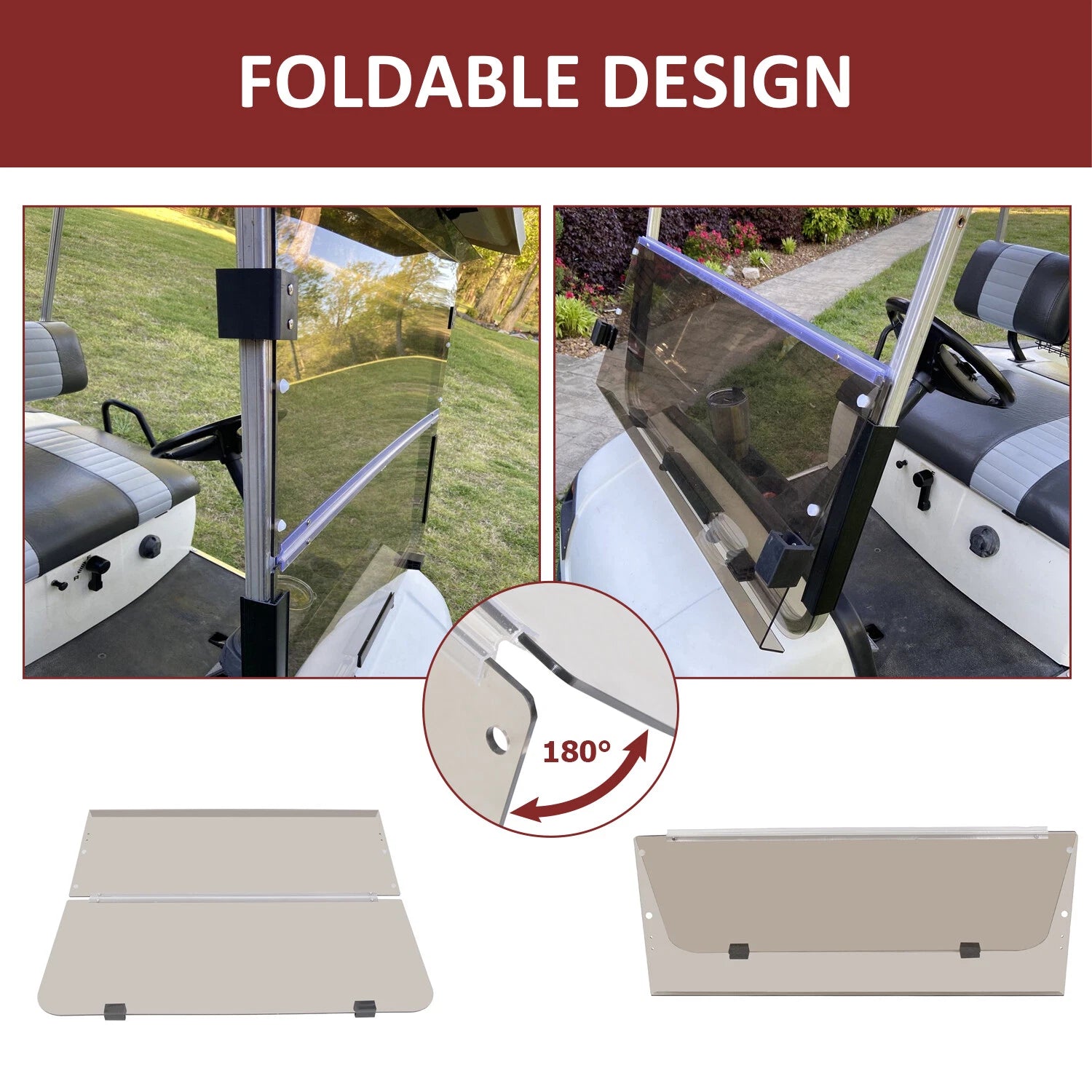 Folding Tinted Windshield for Yamaha Golf Cart (1995-2003)