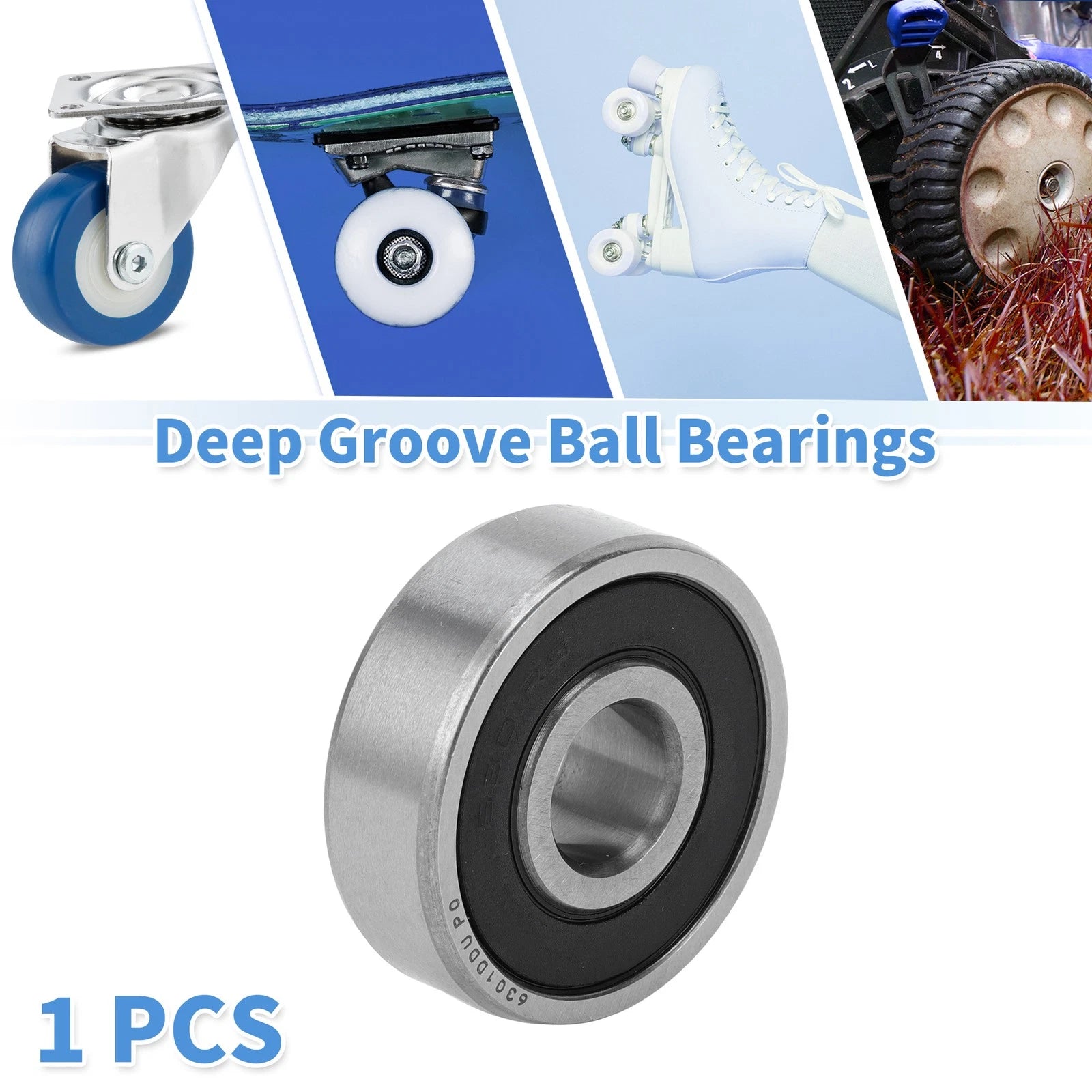 Deep Groove Ball Bearing 6301DDU for Scooter Skateboard (12x37x12mm)