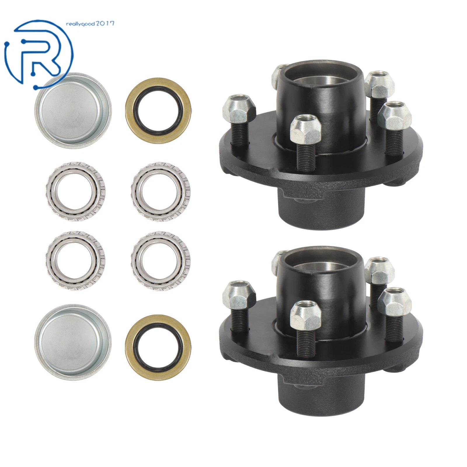 Set of 2 Trailer Idler Hub Kit for 2000 lbs Axle (5 Lug, 1-1/16")