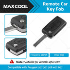 2X Remote Car Key Fob 433FSK for Peugeot 207 307 308 407 807 (2006–2016)