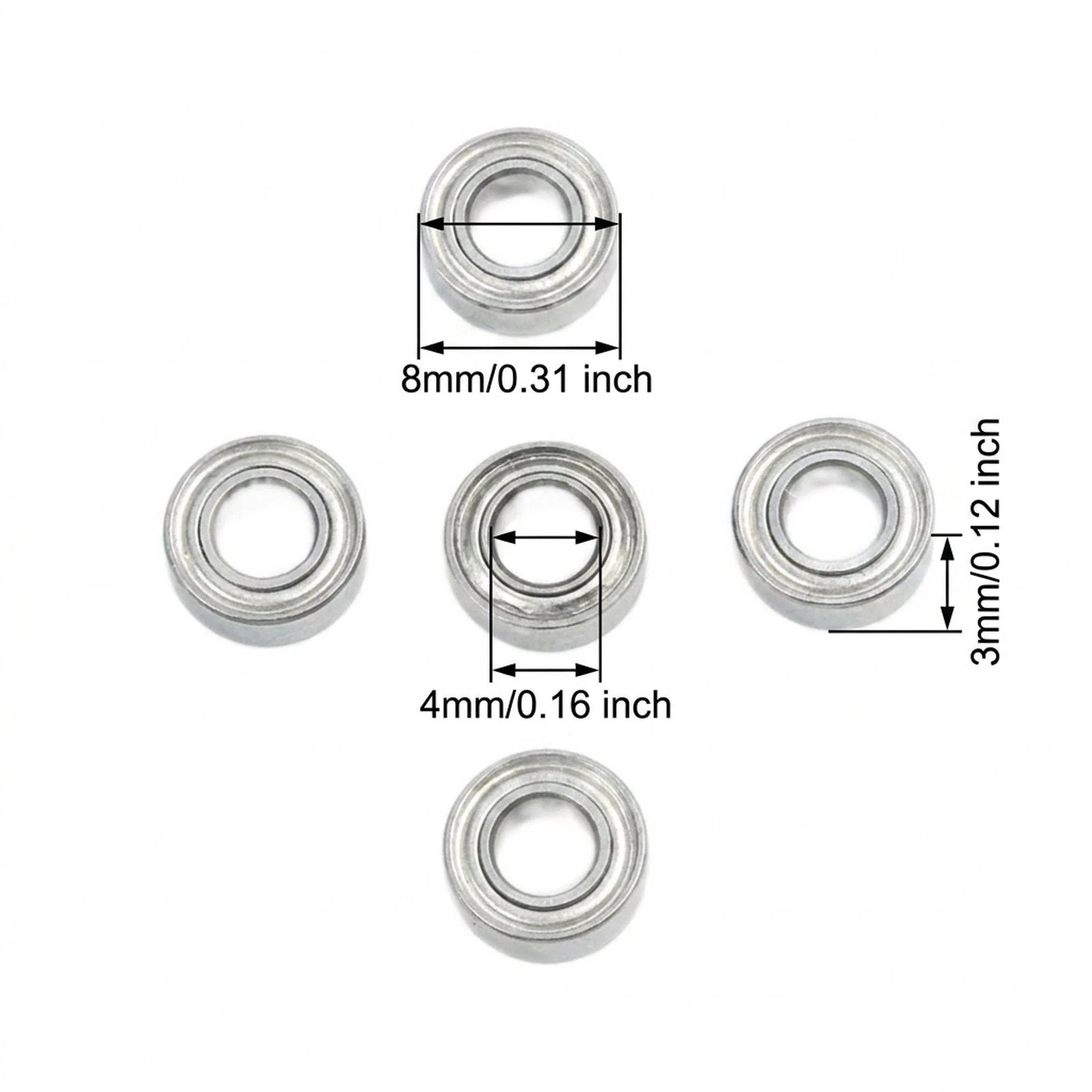 Set of 4 Bearings for Manual Chamfering Machines (4x8x3mm)