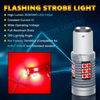 2x 1157 LED Red Strobe Flashing Brake Tail Light Bulbs (Universal)