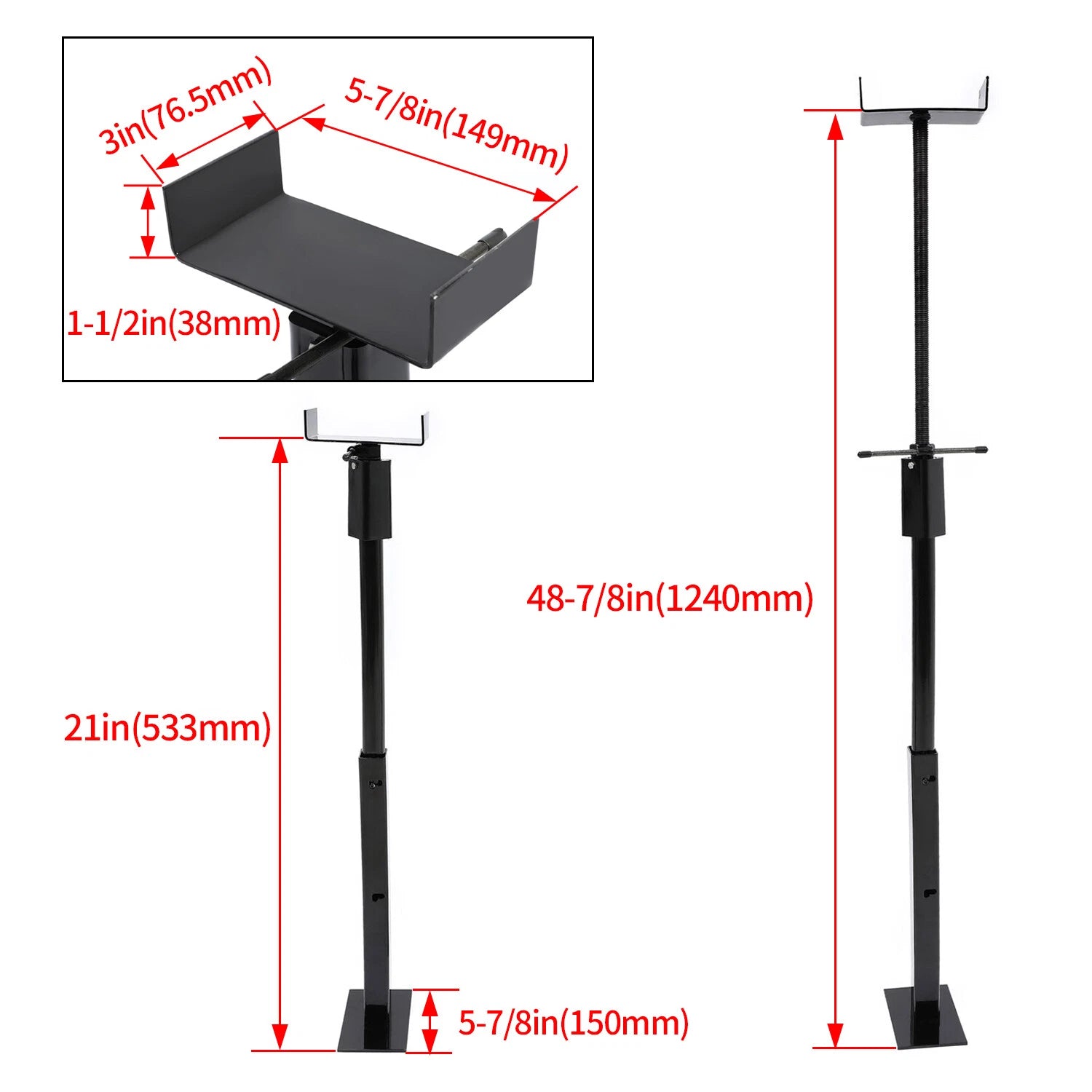 Adjustable Slide Out Support Stabilizer Jacks 21"-49" for Trailer RV (2 Pack)