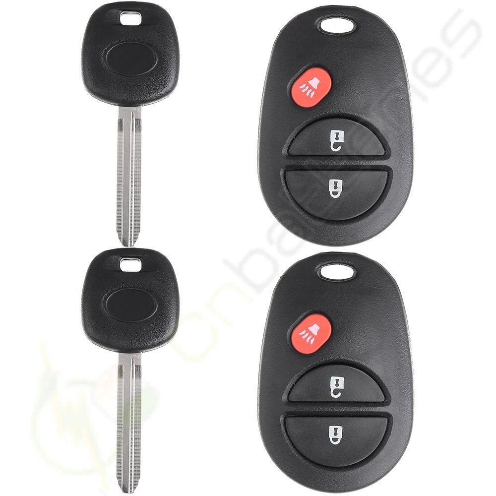Set of 4 Remote Key Fob + Ignition Key for Toyota Sequoia (2008–2012)
