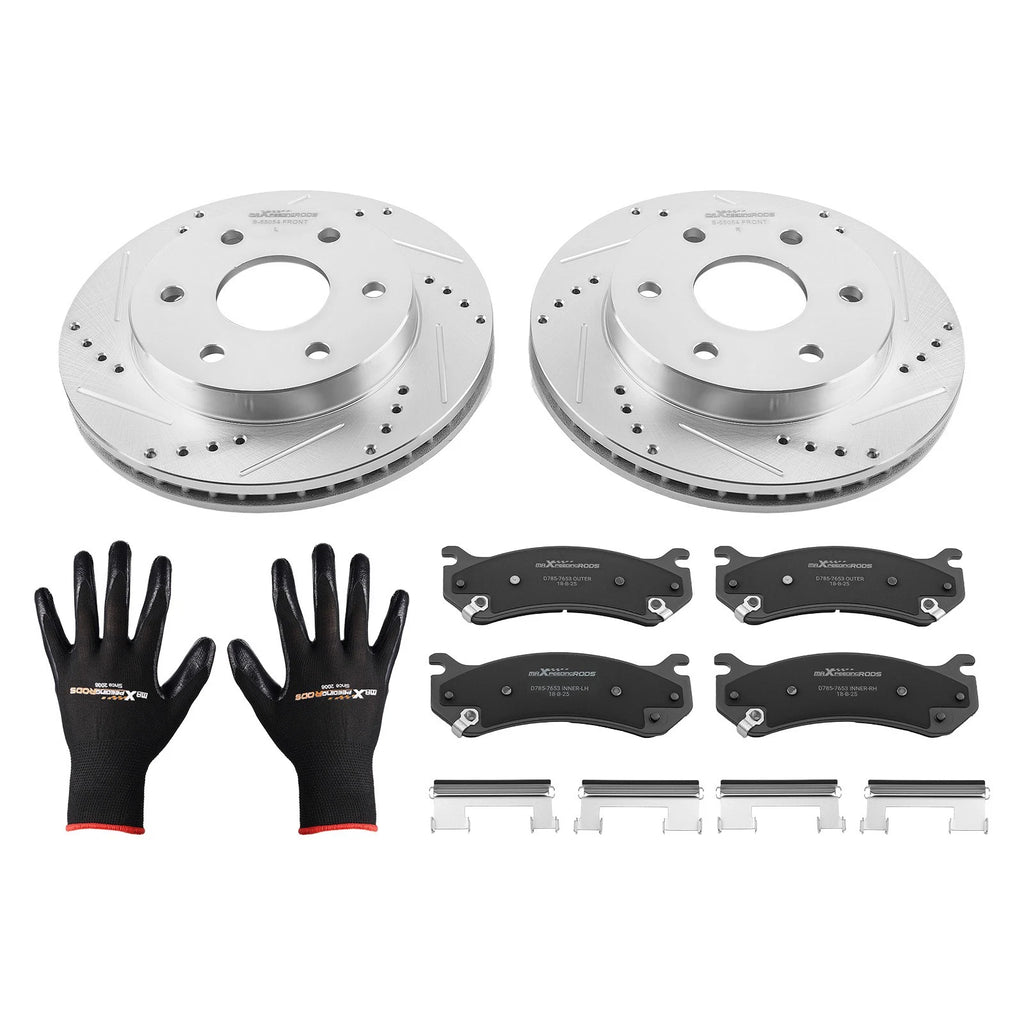 Front Drilled Brake Rotors and Ceramic Pads Kit for Chevrolet Avalanche 1500 (2002-2006)