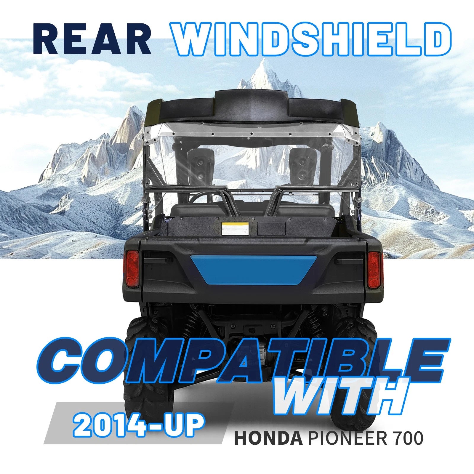 Clear Rear Windshield for Honda Pioneer 700 (2014–Present)