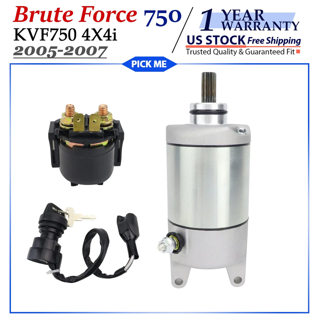 Starter with Relay & Switch for Kawasaki Brute Force 750 4X4i (2005–2007)