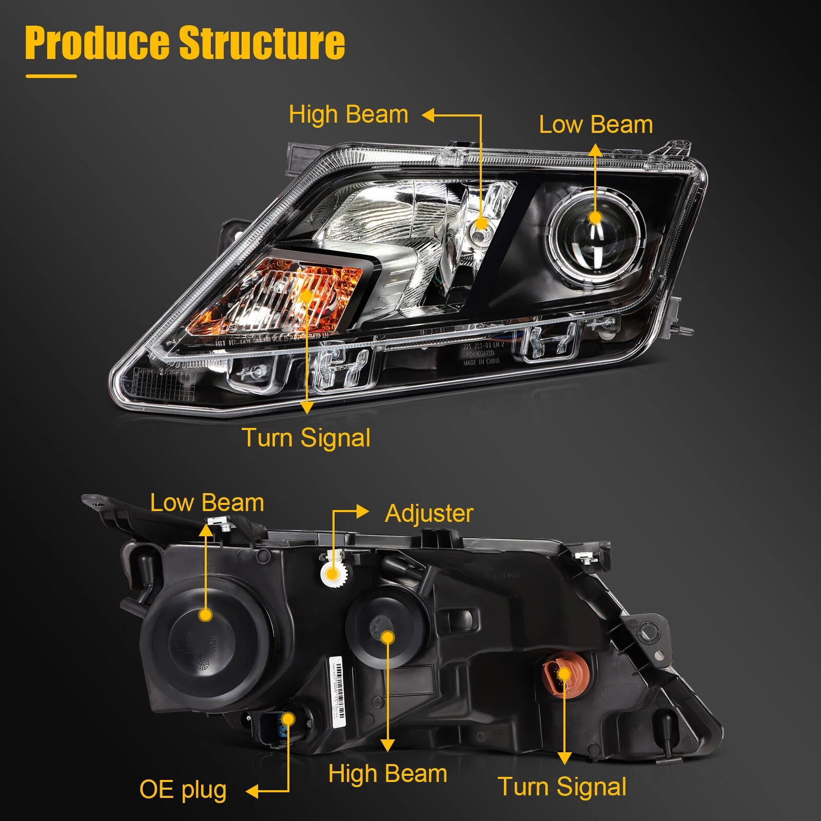 Left Driver Side Headlight Assembly for Ford Fusion (2010–2012)