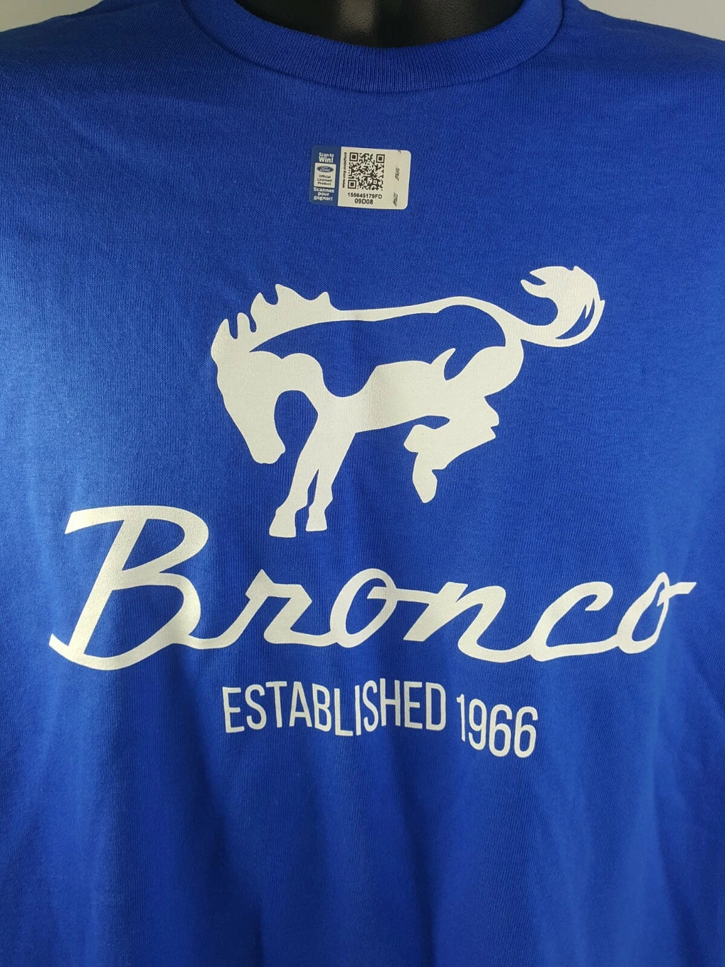 Ford Bronco T Shirt Blue with 1966–1977 1st Generation Logo (Licensed)