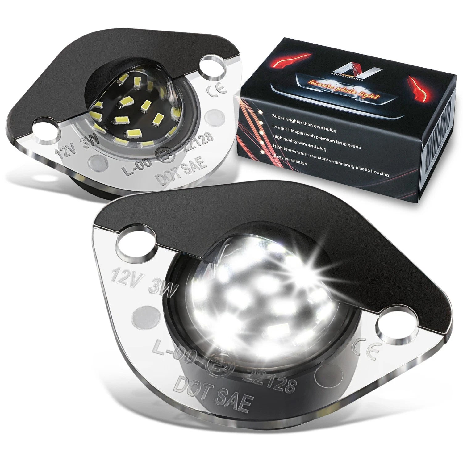 2X LED License Plate Lights for Ford Mustang (1994–2004) - Clear Lens