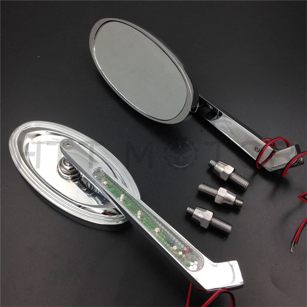 LED Turn Signal Oval Mirrors for Suzuki GSXR600 750 1000 1100 (All Years)