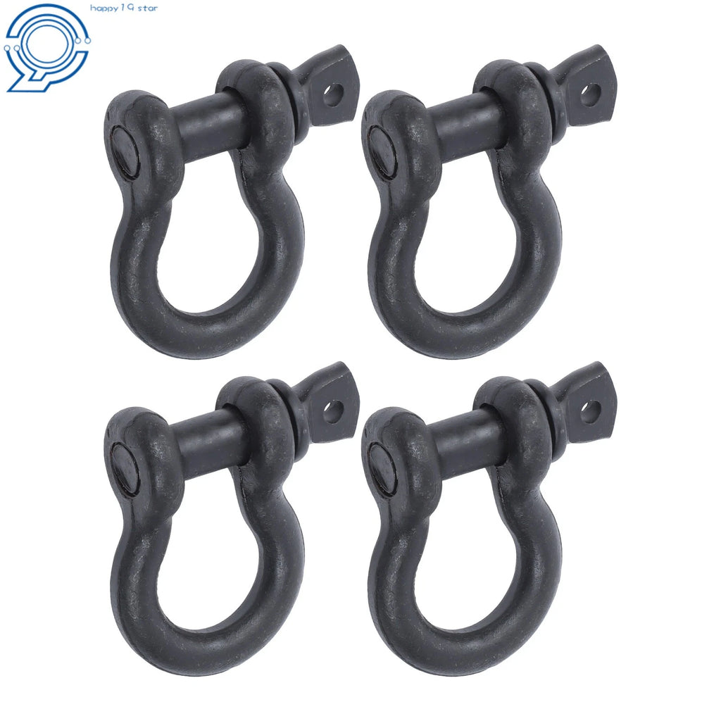 Set of 4 1/2" Bow-Shaped D Ring Anchor Shackles 2 Ton Capacity